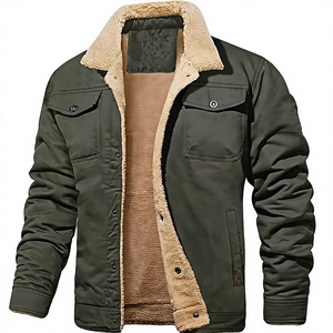 For GEARS <b>Men</b> <b>Sherpa</b> Lined Fleece Jacket Turn Collar Thick Winter Coat Cargo Pocket Breathable Workwear Style Outerwear - Product Image 4