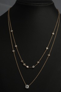 Women's Trendy Round Cut Synthetic Lab Grown <b>Diamond</b> <b>Necklace</b> 18/14 Karat Rose Gold/<b>Silver</b>/Gold Plated IGI Certified - Product Image 4