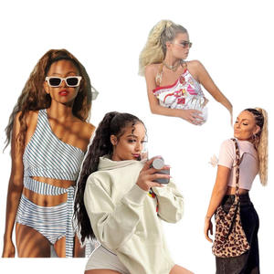 Queue de cheval personnalisable en fibre haute température, pré-bouclée, avec clip et velcro, cheveux raides, tendance - Product Image 2