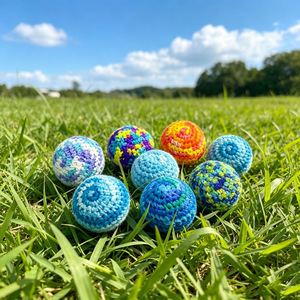 Lot de 6 Hacky Sacks au crochet faits main, personnalisés, colorés à motif tourbillon, en forme de balles remplies de sable, jouets de jonglage d'extérieur pour enfants - Product Image 4