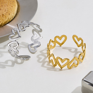 Bracciale Apribile di Moda di Alta Gamma, Placcato in Oro 18k, Braccialetti a Forma di Cuore in <span class=keywords><strong>Acciaio</strong></span> Inossidabile per Donne - Product Image 5