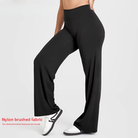 Pantalon de yoga taille haute pour femme, coupe droite, ample et amincissant, couleur unie, personnalisable