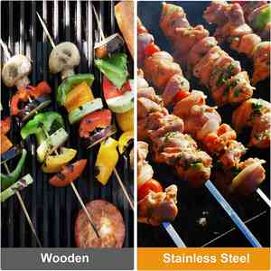 Juego de Tenedores para Barbacoa y Brochetas Dobles para Asar al Aire Libre con Mangos de Madera, Ecológicos y Duraderos para Asar - Product Image 5
