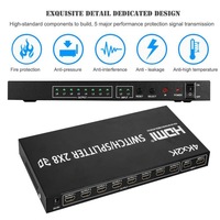 Répartiteur HDMI 2x8 2k * 4k Séparateur HDMI 2 entrées 8 sorties supportant le diviseur d'affichage du projecteur 3D avec télécommande