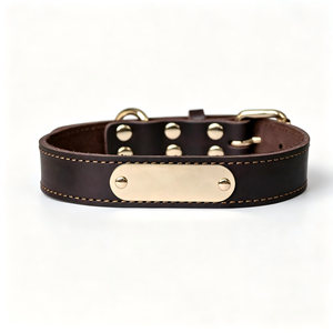 Collier <span class=keywords><strong>pour</strong></span> <span class=keywords><strong>chien</strong></span> en cuir de première qualité avec plaque métallique gravée au laser, collier d'identification personnalisé de luxe <span class=keywords><strong>pour</strong></span> animaux de compagnie, sur mesure en gros - Product Image 4