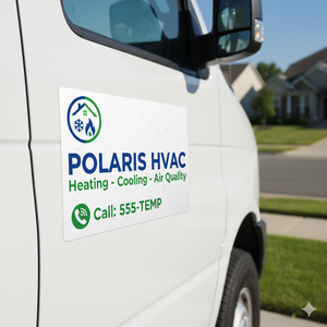 <span class=keywords><strong>Autocollant</strong></span> magnétique personnalisé pour véhicule de service CVC, impression sur vinyle laminé, finition résistante aux UV, découpé à la forme - Product Image 1