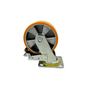 Großhandel Heavy Duty <span class=keywords><strong>4</strong></span> <span class=keywords><strong>5</strong></span> <span class=keywords><strong>6</strong></span> <span class=keywords><strong>8</strong></span> Zoll PU-Lenk rolle in Orange mit Silent Plate OEM unterstützt - Product Image 6