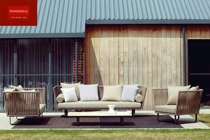 Sofá de Jardín Moderno de Alta Gama con Estructura de Aluminio y Tres Asientos, Tapizado en Ratán - Product Image 6