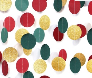 DAMAI Hot Selling Christmas Party Paper Fan Decoration Set Green Red Hanging Paper Fan Honeycomb Ball Paper Flower Ball Sets - Product Image 5