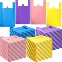 Sacs de courses en plastique PE réutilisables de haute qualité, couleur personnalisée, impression en héliogravure, taille personnalisée, poignée longue pour t-shirts
