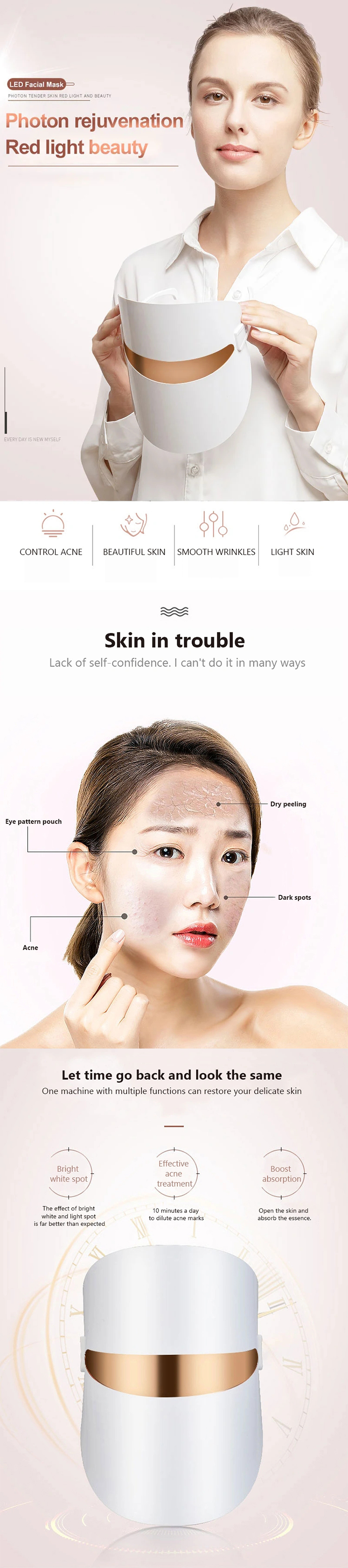 Pro Luminous Colour Machine Infared Uv Led Skin Rejuvenation Beauty Facial Therapy Screen Skincare Light Mask For Face