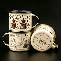 Tasses à café et à thé en métal émaillé personnalisées et épaissies, cadeaux promotionnels pour les fêtes, réutilisables, pour restaurant, maison, bureau