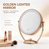 Miroir de courtoisie intelligent 7 pouces de haute qualité double face rotatif à 360° avec lumière LED grossissante miroir de maquillage de bureau personnalisé