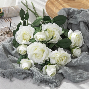 Centre de table floral réaliste en soie artificielle Jenny <span class=keywords><strong>Rose</strong></span> à double tête, idéal pour mariage, fête des Mères, Nouvel An, Halloween - Product Image 5