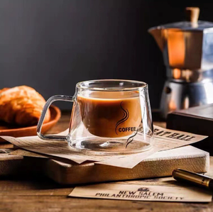 180ml 6oz Sans Plomb Chaleur Résistant Au Froid Borosilicate Isolé Café Espresso Tasse <span class=keywords><strong>Double</strong></span> Couche Tasses En <span class=keywords><strong>Verre</strong></span> Avec Poignée - Product Image 1