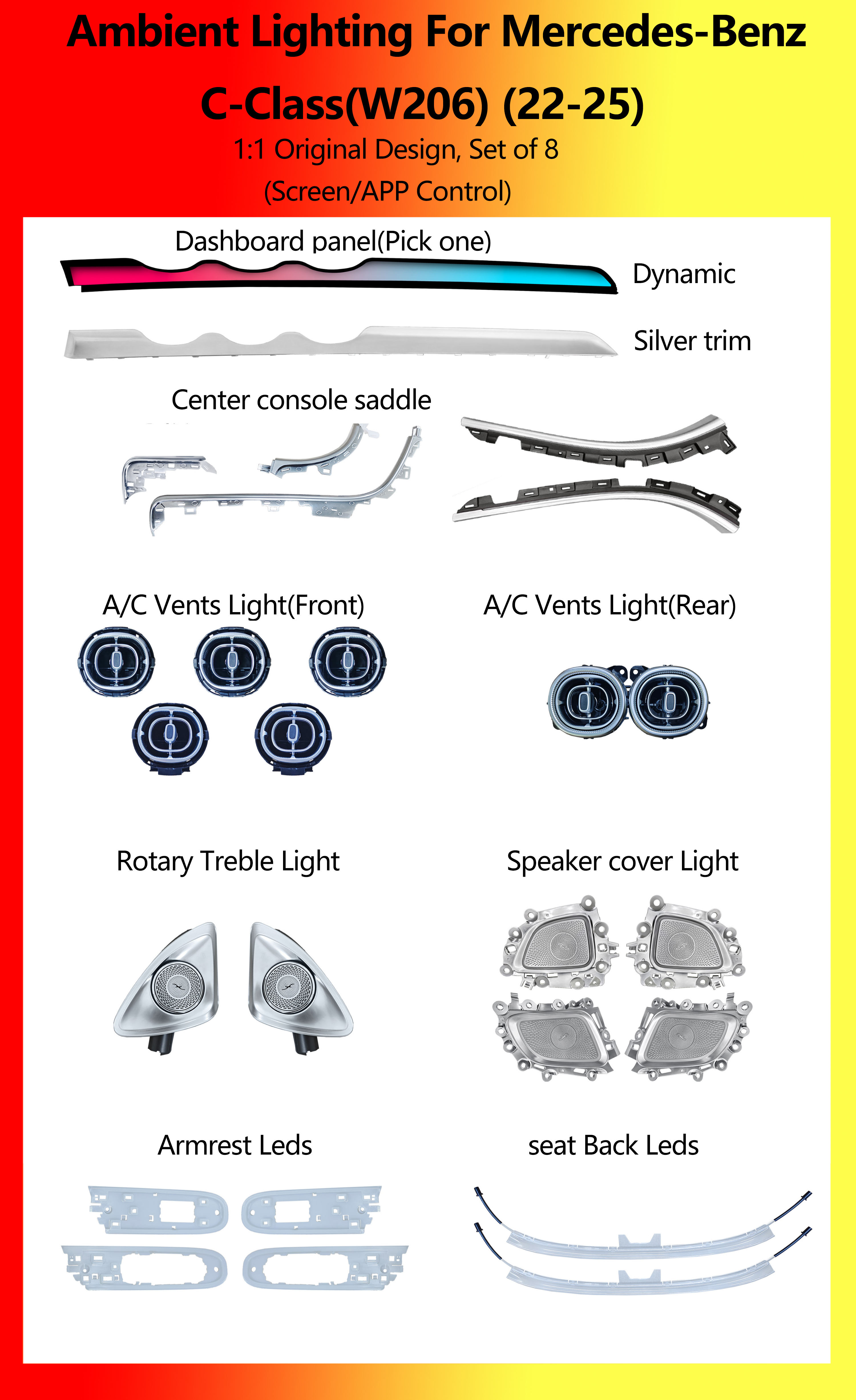 Mercedes-Benz C-Class(W206)  Set of 8