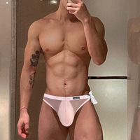Designer Transparante Mesh Zijlint Bikini Slips Laagbouw Bult Zakje Sexy Gay Ropa Interieur Sexy Hombre Mannen Ondergoed