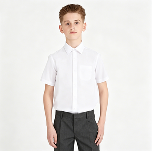 Chemise d'uniforme <span class=keywords><strong>scolaire</strong></span> à manches courtes unie pour enfants, tenue formelle et décontractée pour garçons et filles, tissu durable et respirant pour l'école - Product Image 1
