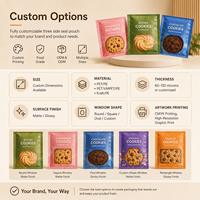 Sachet plat personnalisé avec logo pour biscuits, refermable avec fermeture éclair, qualité alimentaire, avec fenêtre transparente et gaufrage, pour emballage de produits de boulangerie et de snacks