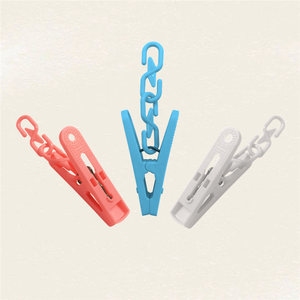 Folding Clothes Hanger <b>Chain</b> Clips With Hook For Clothes Pants Ties Drying Rack Use - Product Image 1