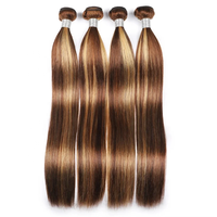 Cheveux Humains Raides P4/27 Méchés 30 32 Pouces pour Femmes Noires Paquets Raides Tissages Brésiliens Cheveux Teints Marron