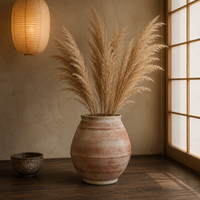 Grand vase en céramique pour plantes, style nordique Wabi Sabi, pot hydroponique à large ouverture, pot rustique vintage pour la décoration de la maison
