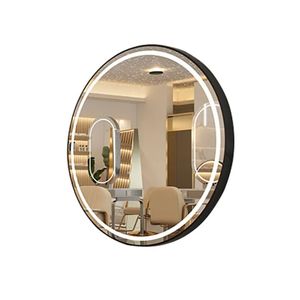 K Modern LED <b>Vanity</b> Mirror Round <b>Makeup</b> Mirror Black Frame Beauty Salon Mirror - Product Image 1