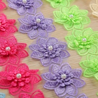 Nouvel Arrivage de Dentelle Brodé Colorée en Polyester pour Accessoires Vestimentaires, Faite à la Main, avec Strass, pour Bordures DIY - Vente en Gros
