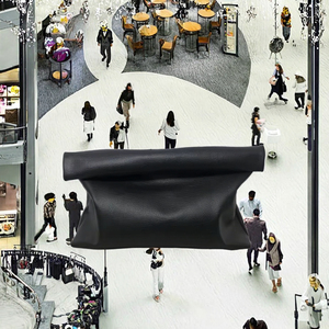 Sac à main en cuir polyuréthane souple pour dames, sac à provisions <span class=keywords><strong>rectangulaire</strong></span> noir à la mode de style - Product Image 2