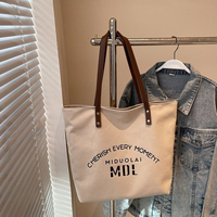Sac fourre-tout en toile portable de haute qualité avec logo personnalisé, fermeture éclair, doublure en polyester, durable, pour les femmes étudiantes