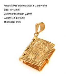 925 in argento Sterling sacra bibbia croce collana pendente per uomo e donna tipo di libro intaglio inciso preghiera del signore lettere inglesi - Product Image 2