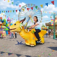 Coche Eléctrico Andador de Dragón para Niños, Scooter de Dinosaurio Animatrónico con Cabeza, Boca y Cola Móviles para Parque de Atracciones
