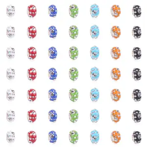 50 חתיכות סט של 7-צבע יהלומים משובץ עגול סגסוגת spacer חרוזים DIY תכשיטי ביצוע נשים של מעודן תכשיטי צמיד