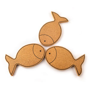 Sous-verre en liège mignon en forme de poisson de sublimation de café pour la tasse d'isolation thermique de boisson - Product Image 2