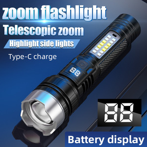 2025 torche extérieure Rechargeable haute endurance forte lumière LED affichage numérique <span class=keywords><strong>Zoom</strong></span> ABS étanche rouge bleu <span class=keywords><strong>Flash</strong></span> transfrontalier - Product Image 6