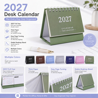 Calendario de Escritorio Mini 2027 al por Mayor, Planificador de Escritorio Compacto, Encuadernado en Espiral, Calendario Pequeño de Pie, Papelería para la Escuela y Oficina