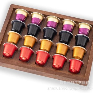 Wooden Coffee Capsule Storage Tray 20 Compartment <b>Shelf</b> For Coffee Pods Tea Room <b>Bar</b> Use - Product Image 5