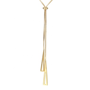 Collar con Colgante Geométrico Extensible de Plata de Ley 925 Chapado en Oro, Cadena para Mujer, Joyería de Regalo - Product Image 1