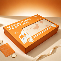 Boîte cadeau personnalisée orange pour la mi-automne, avec fenêtre transparente, emballage en papier, plateau intérieur pour gâteaux de lune et poignée, pour cadeau de festival