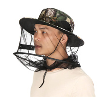 Topi nyamuk dengan jaring tersembunyi pria dan wanita, tutup kepala pelindung terik matahari memancing luar ruangan dengan jaring tersembunyi dan perlindungan lebah