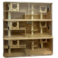Nouvelle cage pour chat en bois massif intérieur chat villa partage d'animaux meuble TV Double cage pour chat/maison exposition
