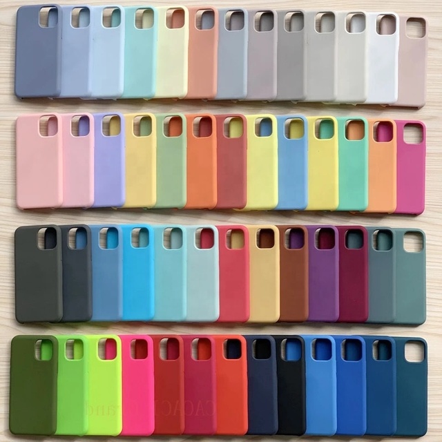 Solid Color Cell Phone case for apple iphone 12 13 14 15 16 17Pro Max Official Original logo Liquid Silicone Phone case Cover
