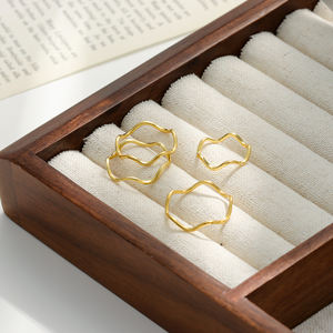 批发批量925纯银戒指简单波浪戒指18k镀金女性 - Product Image 6