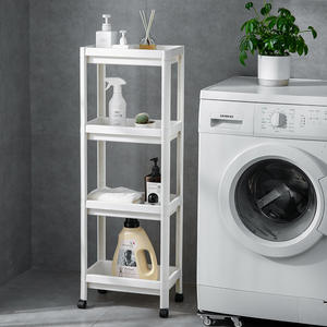 Estante de almacenamiento para cocina Home Basics de 4 niveles, gabinete móvil estrecho, organizador multiusos para baño y cocina - Product Image 4