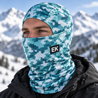 Penutup Kepala Anti Angin untuk Olahraga Luar Ruangan, Masker Wajah Balaclava dengan Logo Merek Kustom, Grafis Camo, Cetak Sublimasi Seluruh Permukaan, Logo Karet, Masker Ski