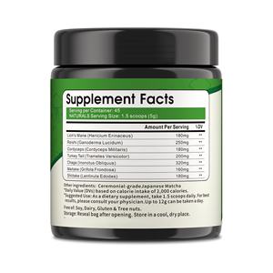 OEM/ODM Café Instantáneo Orgánico en Polvo con Matcha y Champiñones, Mezcla de Melena de León y Chaga para Apoyo a la Memoria y el Sueño en Adultos - Product Image 2