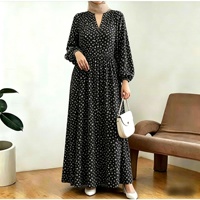 Abaya Modeste Hijab Malaisie, Robe Longue Islamique pour Femme, Col en V, Bordure Dentelle, Manches Longues, Coupe Ample, Robes Musulmanes Ramadan, Abaya Pas Chère