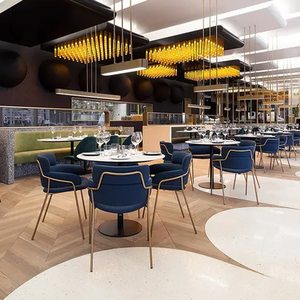 Hiện Đại Thương Mại Thức Ăn Nhanh Gian Hàng Chỗ Ngồi Ăn Uống Bằng Đá Cẩm Thạch Bàn Ghế Nhà Hàng Bộ Ghế Sofa Căng Tin Đồ Nội Thất Khách Sạn Kim Loại - Product Image 3