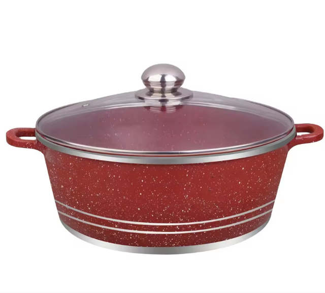 High Quality Classic Non-Stick Dishwasher Safe 20/24/28/32/36/40/44cm Coated Cast Aluminum Casserole Soup Pot Glass Lid