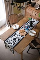 Chemin de table en coton jacquard rayé pour la décoration de restaurants et de banquets Noir 35x180cm